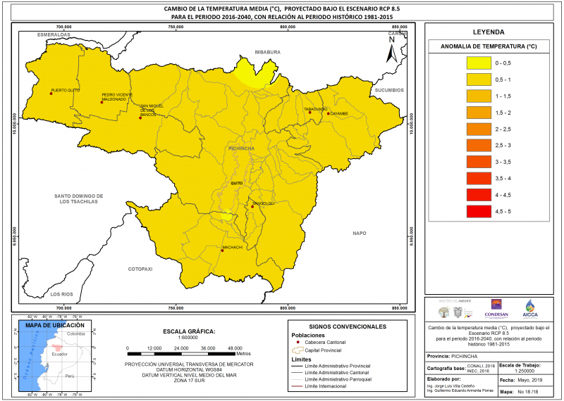 Mapa de temperatura provincia Pichincha